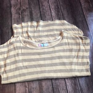 Free People Cream and Tan Striped Swim Coverup